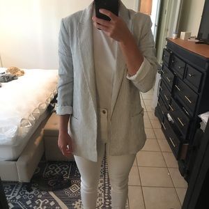 H&M white and Black Striped Blazer